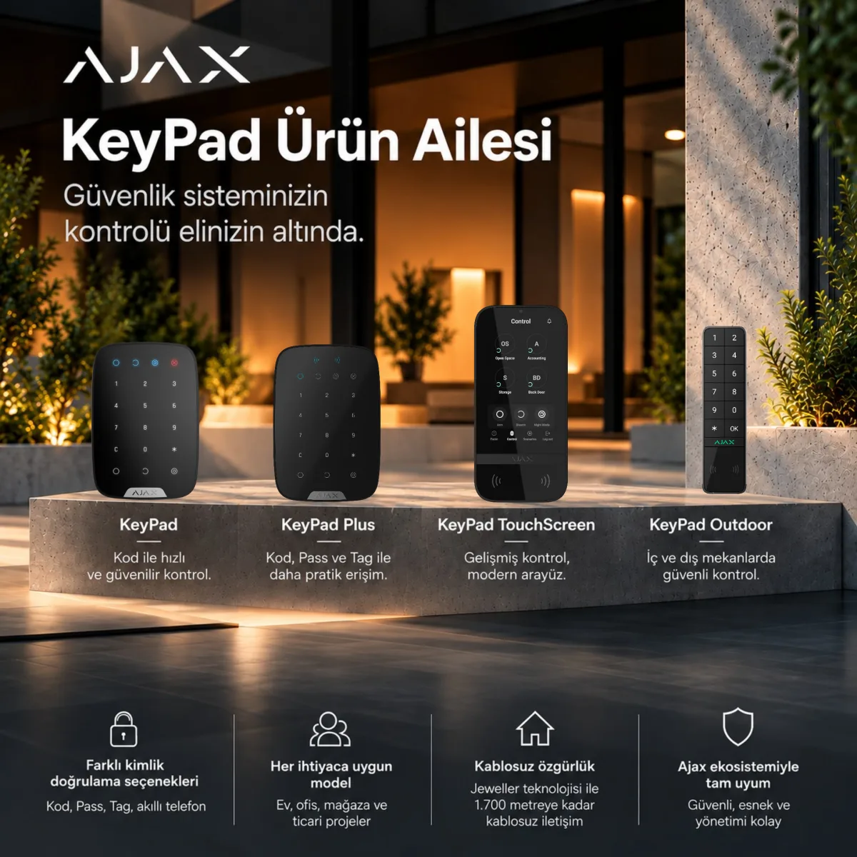 Ajax KeyPad Modelleri | KeyPad, KeyPad Plus, TouchScreen ve Outdoor