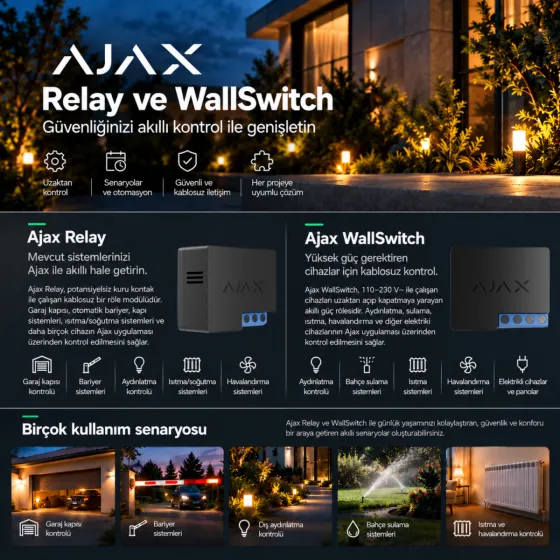 Ajax Relay ve WallSwitch | Akıllı Röle ve Otomasyon Kontrolü
