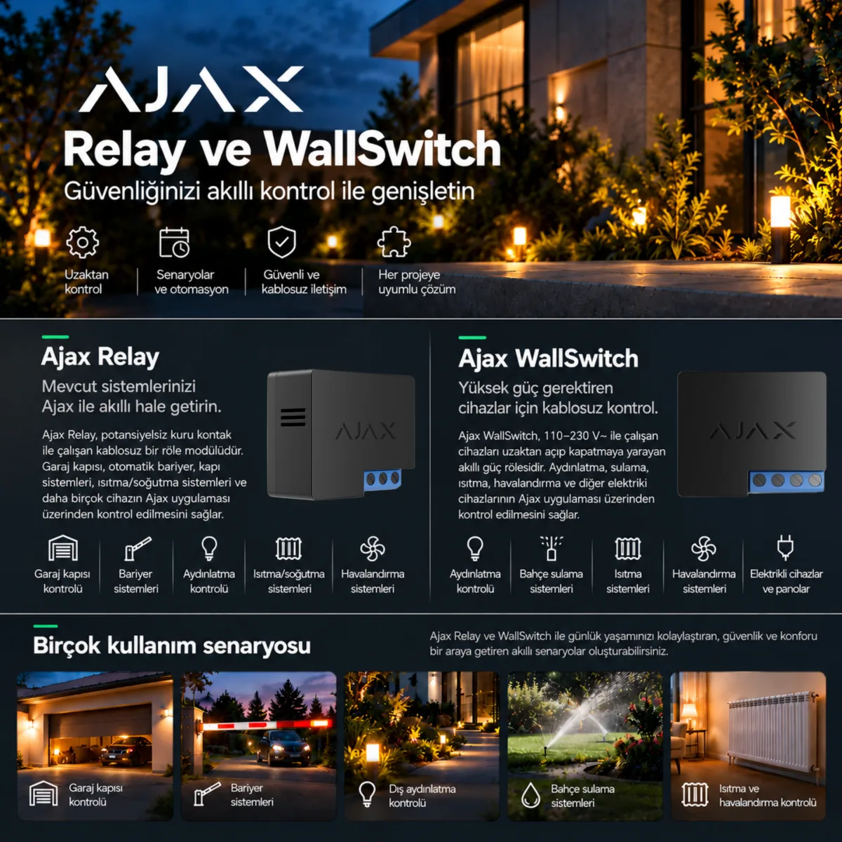 Ajax Relay ve WallSwitch | Akıllı Röle ve Otomasyon Kontrolü